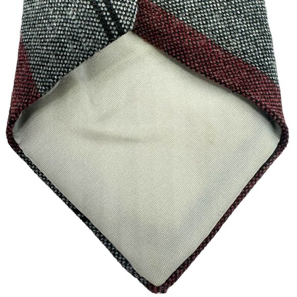 Vintage Towncraft Gray Black Burgundy Striped Men’s Necktie Classic Retro 59" - Picture 5 of 5
